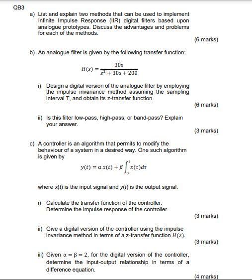  QB3 a) List and explain two methods that can be used