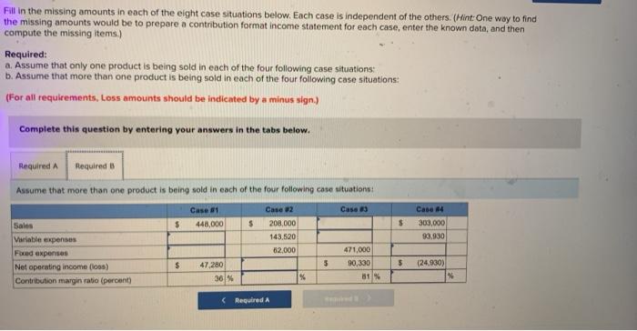 the eight case situations below. Each case is independent of the others.