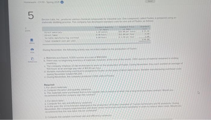  Homework CH 10 Spring 2021 5 Becton tabt. The proces vanous