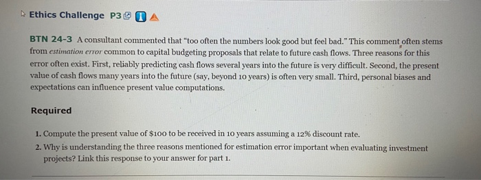 ethics 3 Ethics Challenge P3 @ OA BTN 24-3 A consultant commented