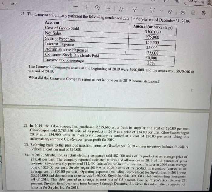  5 Not syncing of 7 - + E A 21. The