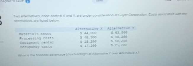  Two ahernatives, code-named x and Y, are under consideration an Guyer
