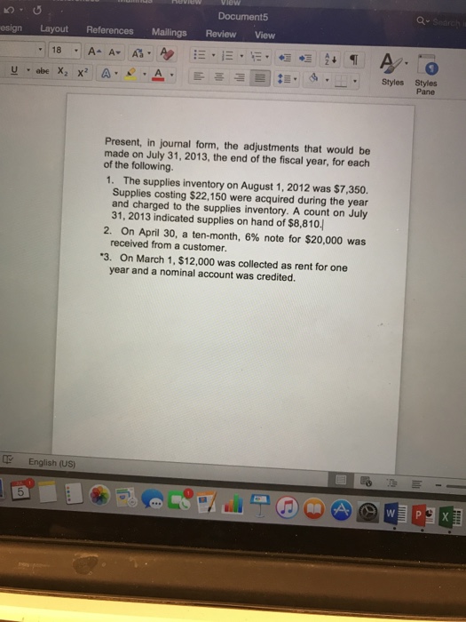  Document5 esign Layout References Mailings Review View 0 EStyles Styles Pane