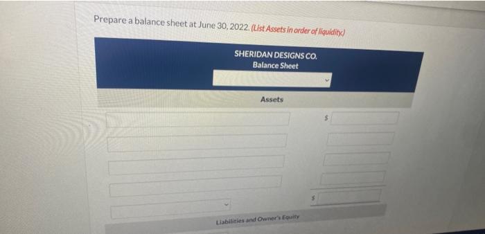 June 30 and the revenues and expense for the monsth or line