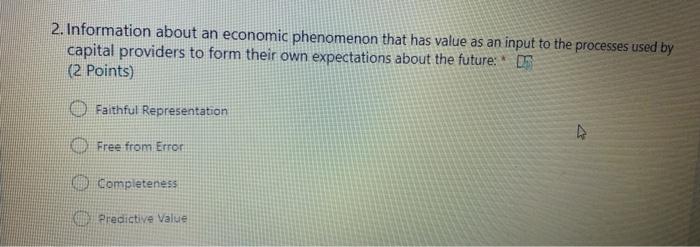  2. Information about an economic phenomenon that has value as an