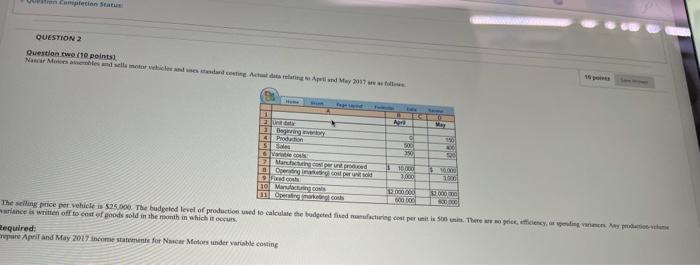  QUESTION 2 Question two f10 points Meselectate Apeld May 2017 2