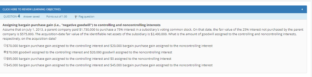  CLICK HERE TO REVIEW LEARNING OBJECTIVES QUESTION 4 Answer saved Points