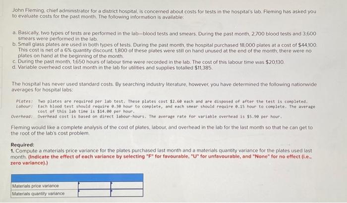  2. For labour cost in the lab: a. Compute a labour