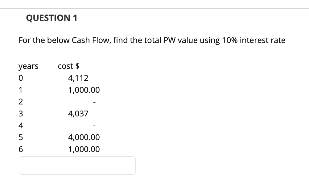 PLEASE SOLVE BOTH WITH STEPS!!! QUESTION 1 For the below Cash Flow,