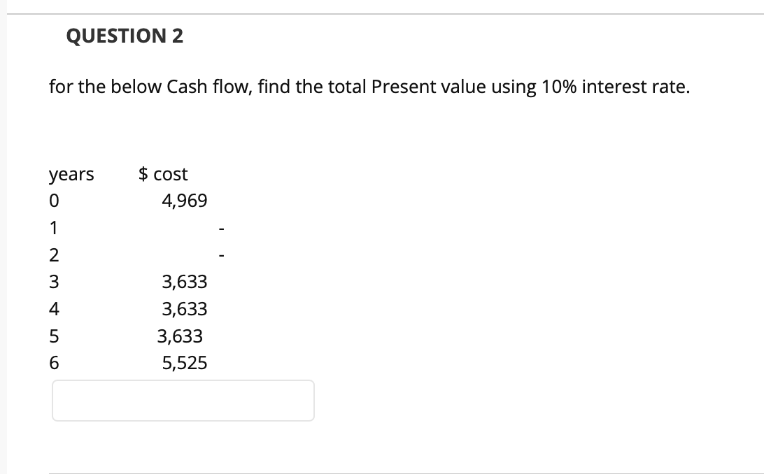 find the total PW value using 10% interest rate cost $ years
