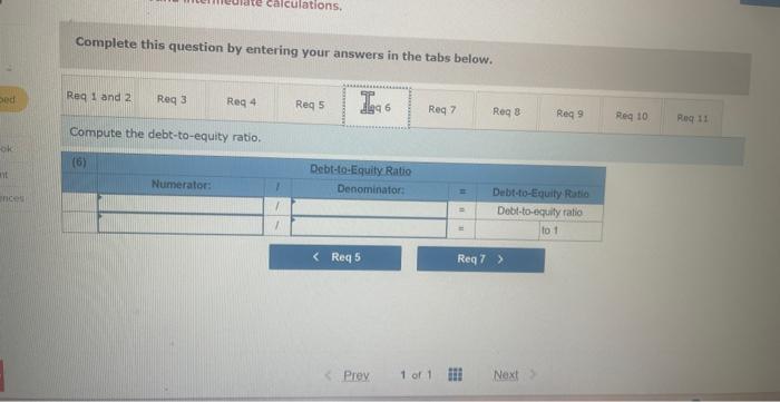 debt-to-equity ratio, (7) times interest earned, (8) profit margin ratio, (9) total