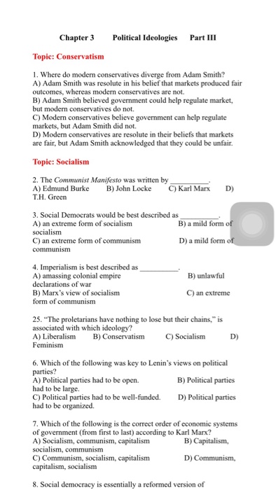  Where do modem conservatives diverge from Adam Smith? Adam Smith was