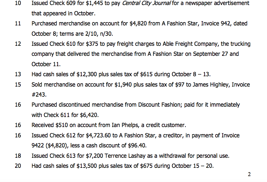 ledger and the subsidiary ledgers. 4. Prepare a schedule of accounts receivable