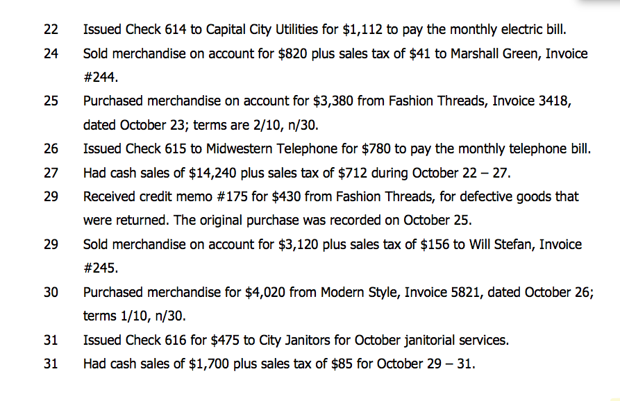 and a schedule of accounts payable as of October 31, 2016. Save