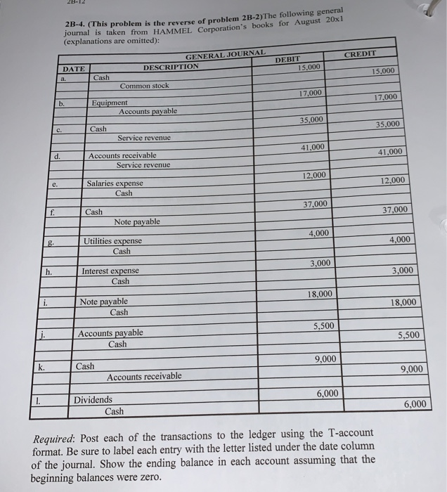  2B-4. (This problem is the reverse of problem 2B-2)The following general