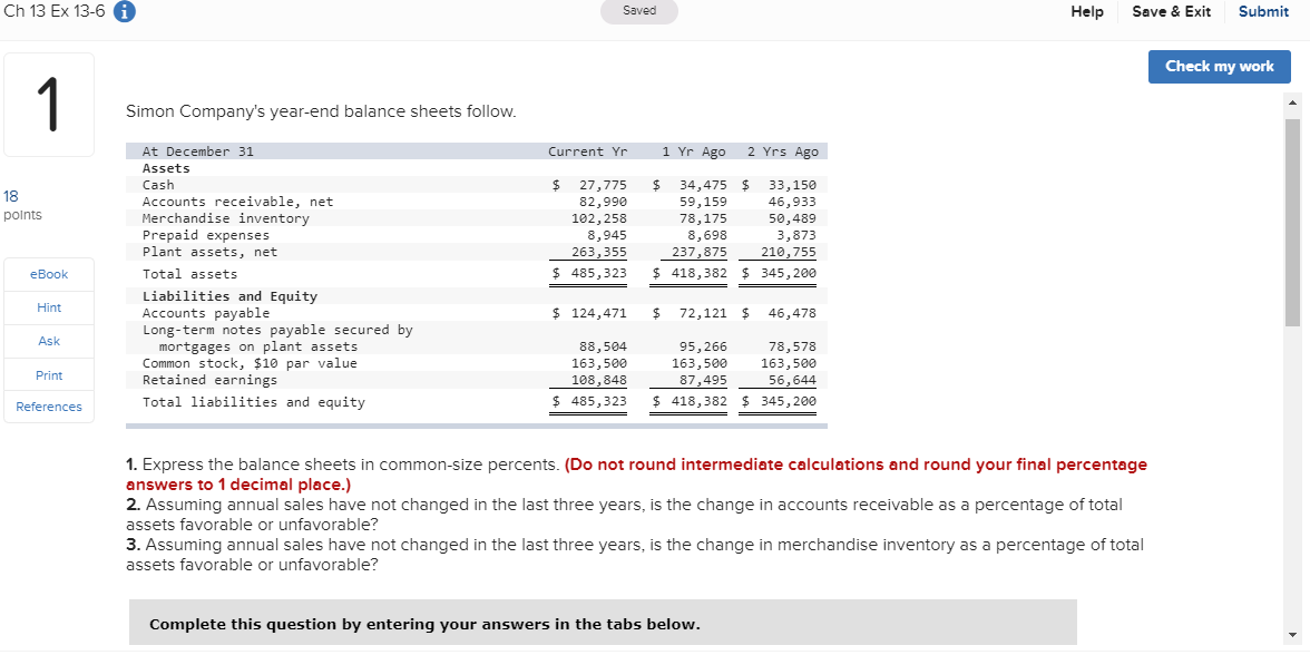 Ch 13 Ex 13-6 i Saved Help Save & Exit Submit