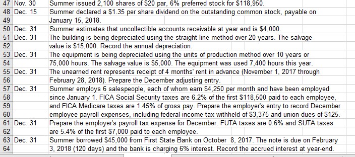 balance. 6 REQUIRED (Ignore income taxes journal entries for the transactions listed