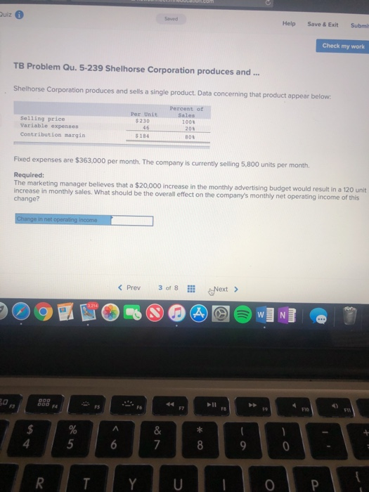  Help Save& Exit Submit Check my work TB Problem Qu. 5-239