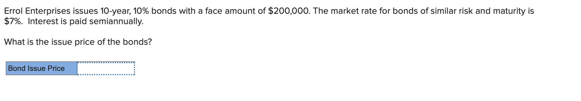 Errol Enterprises issues 10-year, 10% bonds with a face amount of