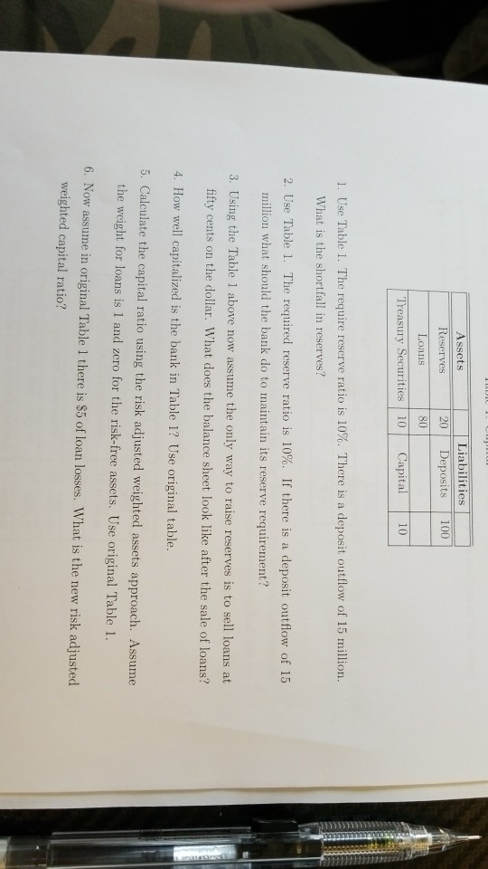  Use Table 1. The require reserve ratio is 10%. There is