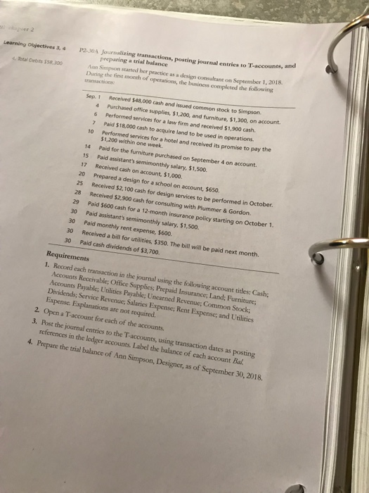  and Learning Objectives 3, P230A Journalizing transactions, posting journal entries to