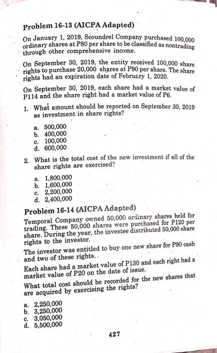 answer and show your solution Problem 16-13 (AICPA Adapted) On January 1,