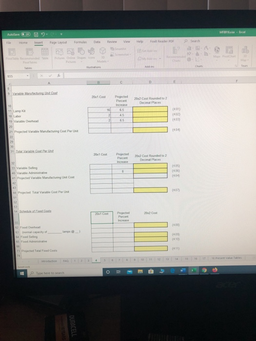 part I need to find the fixed and variable cost determinatons as
