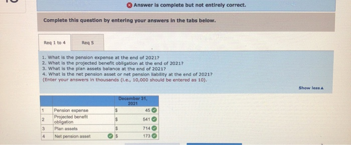 answer B Problem 17-9 (Algo) Determine pension expense; PBO; plan assets; net