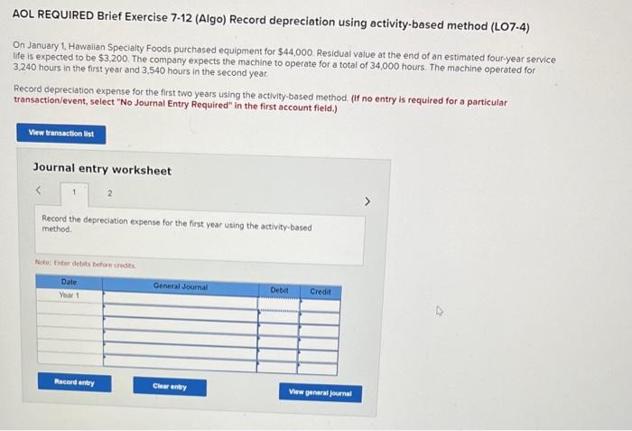  will thumbs up if it helps! AOL REQUIRED Brief Exercise 7-12