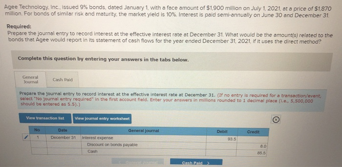  Agee Technology, Inc., issued 9% bonds, dated January 1, with a
