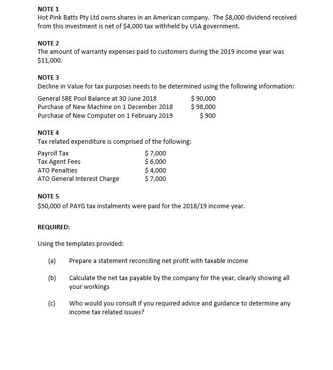 PART B - Practical Activities You are currently employed as a Tax