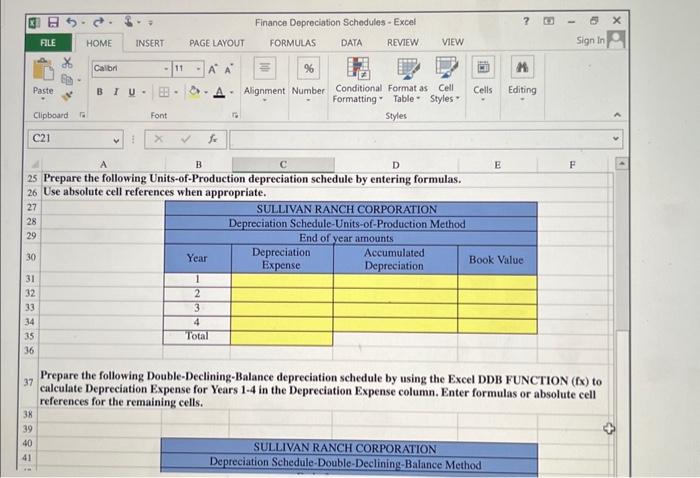 Depreciatic Prepare the following Straight Line depreciation schedule by using the excel
