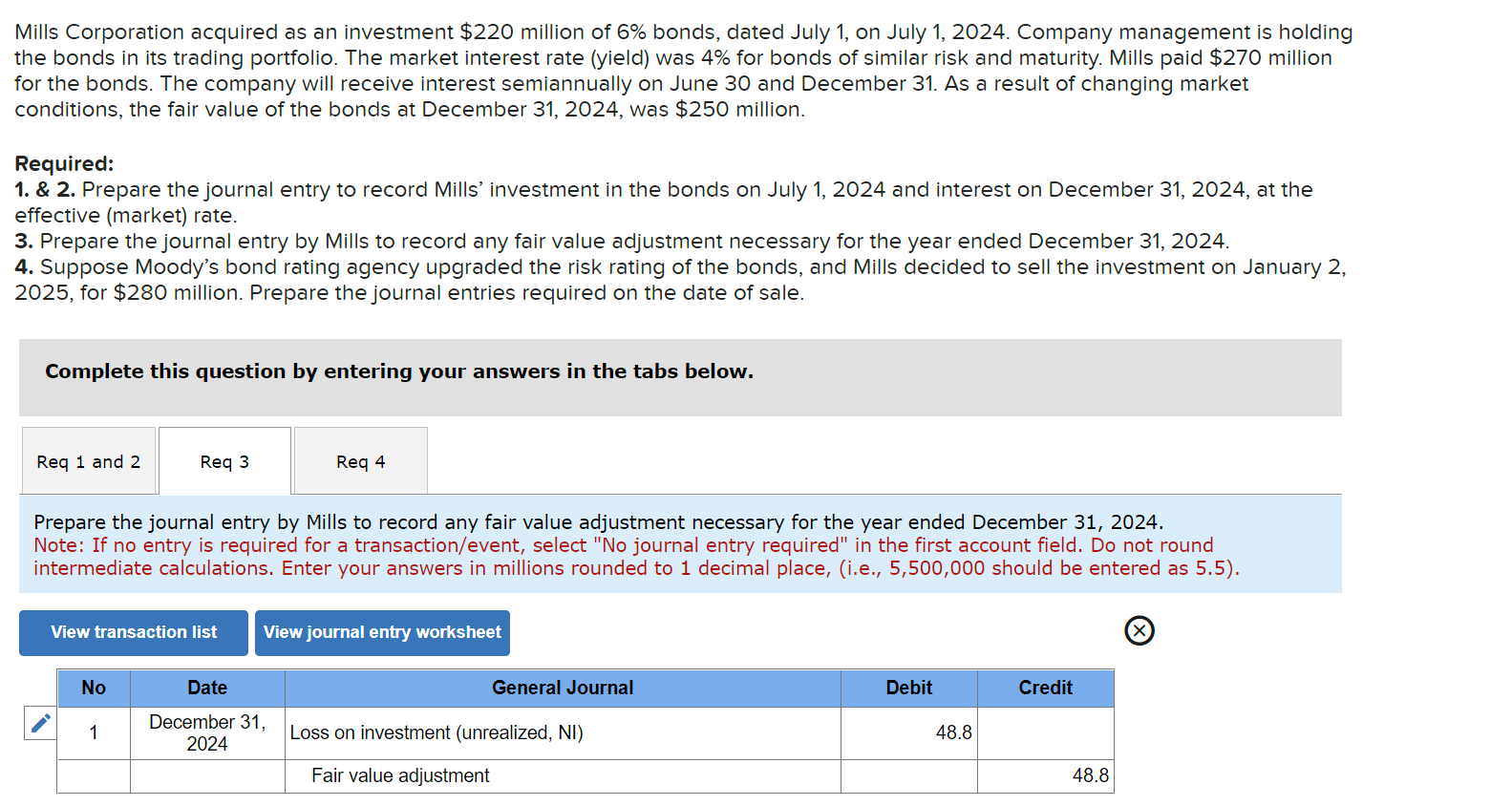 I need help with 3 and 4. Please show work Mills Corporation