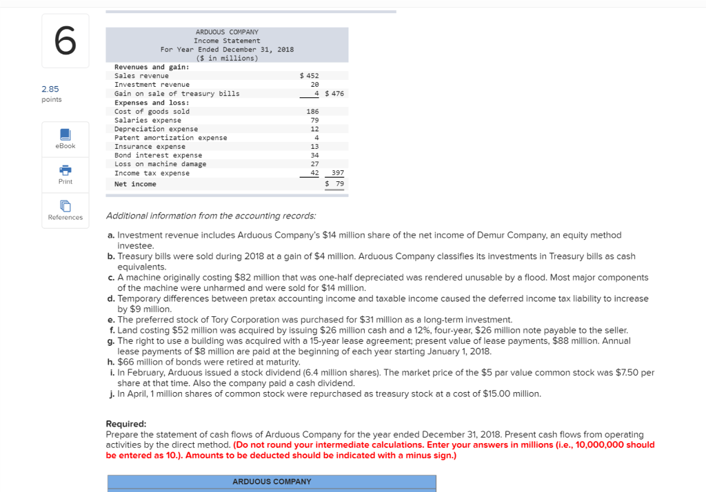 and 2017 and the income statement for 2018 are given below for