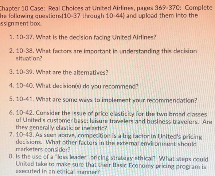please ONLY #6 #7 #8 Chapter 10 Case: Real Choices at United
