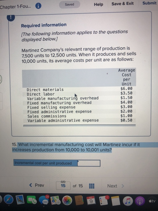  Saved Help Save & Exit Submit Chapter 1-Fou... 0 Required information