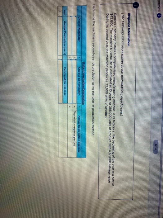 determine the machine second year deprecation using the units of production method...