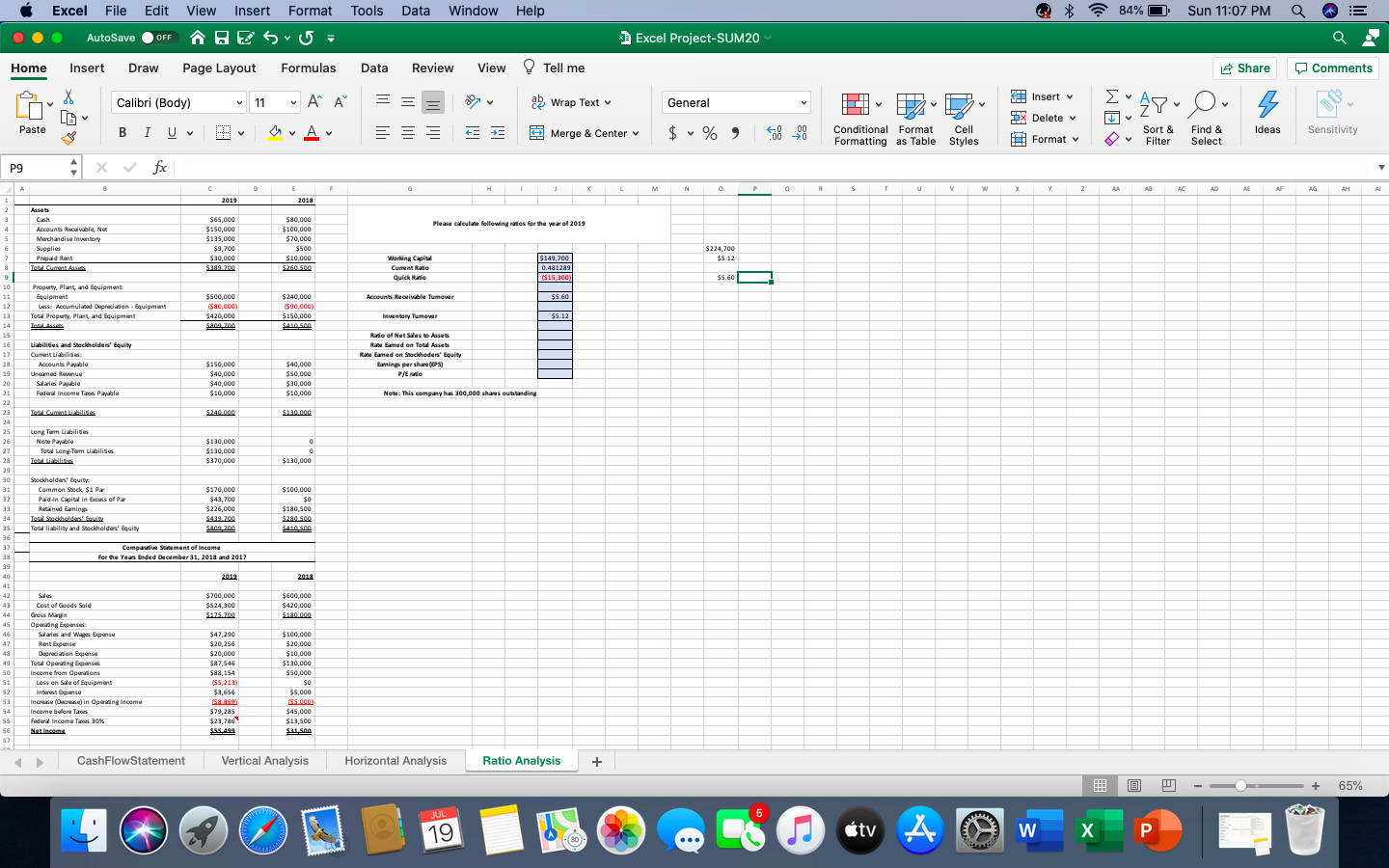  Data Window Help 84% Sun 11:07 PM Q Excel File Edit