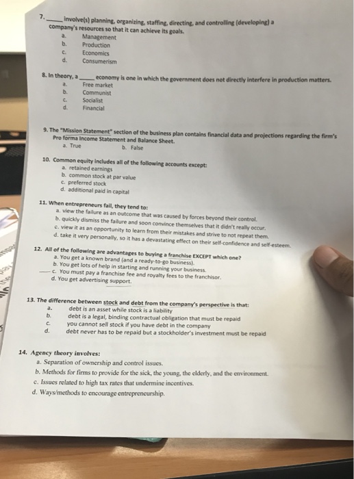  involves) planning, organizing, staffing, directing, and controlling (developing) a company's resources