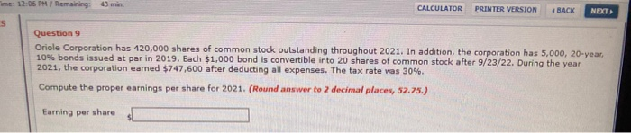  ime: 12:06 PM / Remaining:03 min CALCULATOR PRINTER VERSION BACK NEXT