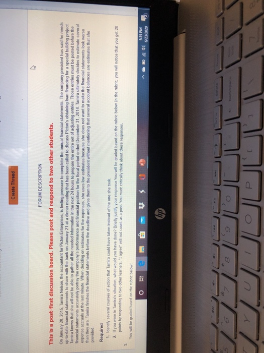 post and respond to two other students. On January 20, 2015, Tamira