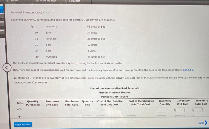  SKOW ME HOW ulator Perpetual Inventory Using FIFO Beginning inventory, purchases,