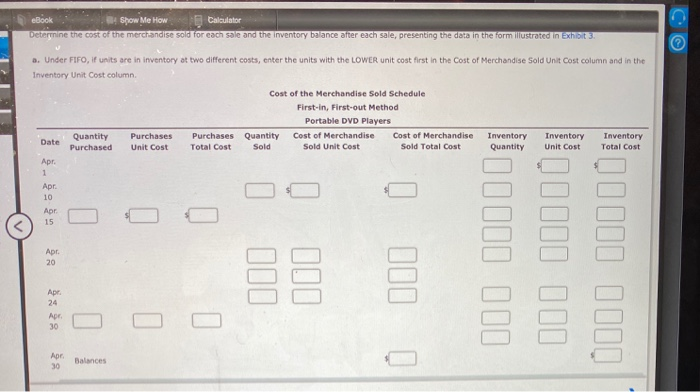 and sales data for portable DVD players are as follows: Apr. 1