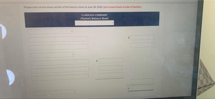 taken from the records of Clarkson Company for the fiscal year ended