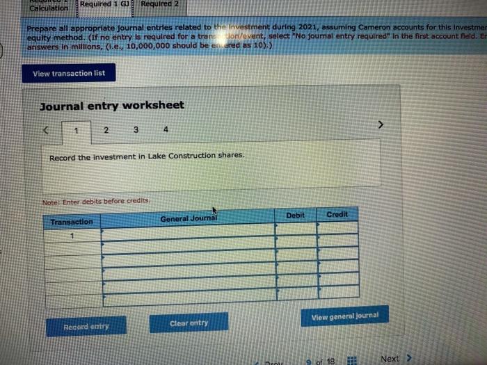 12-23 (Algo) Equity method [LO12-6, 12-7) OR:03 On January 1, 2021, Cameron