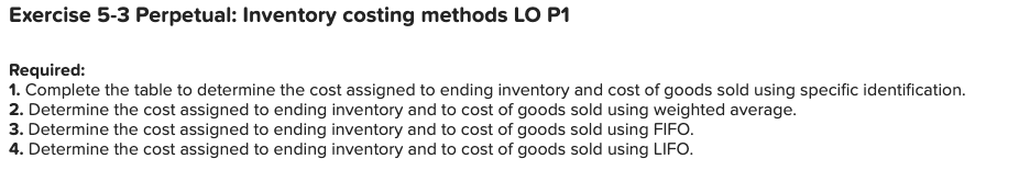 Required information Use the following information for the Exercises below. [The following