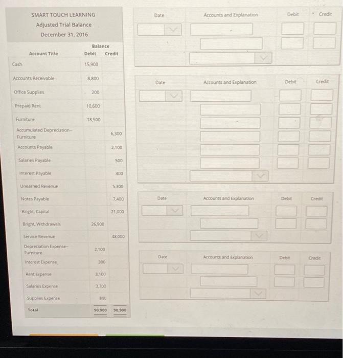  using the information from the adjusted trial balance , journalize tue
