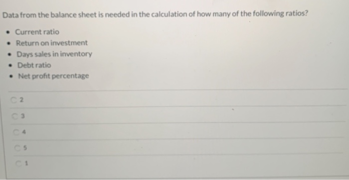  Data from the balance sheet is needed in the calculation of