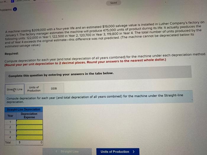  W Saved Problems A machine costing $209,000 with a four-year life