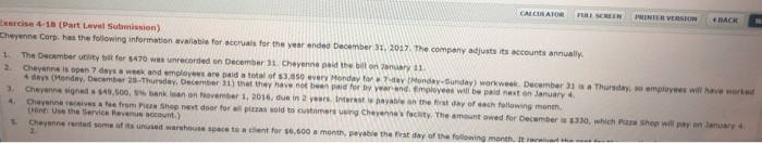  CALCURATOR FULL SCREEN PRINTER VERSION 4BACK Exercise 4-18 (Part Level Submission)